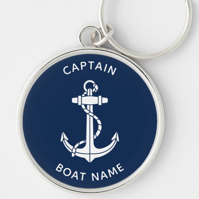 Llavero Nautical Boat Anchor and Name Captain Custom (Frente)