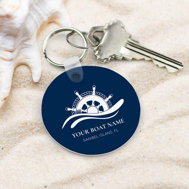 Llavero Nautical Boat Name Ship Wheel Navy Blue (Subido por el creador)