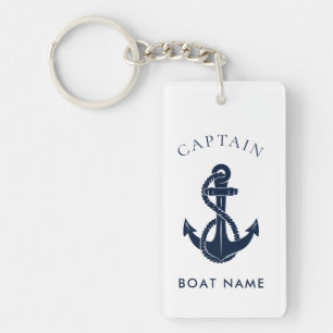 Llavero Nautical Bote Name Navy Blue Anchor Personalizado