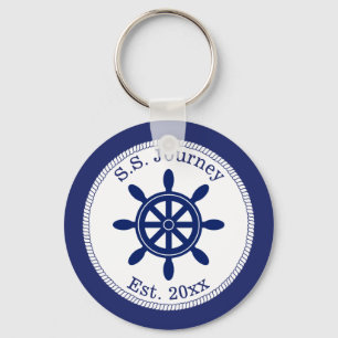 Llavero Nautical Captain's Wheel Add Boat Name