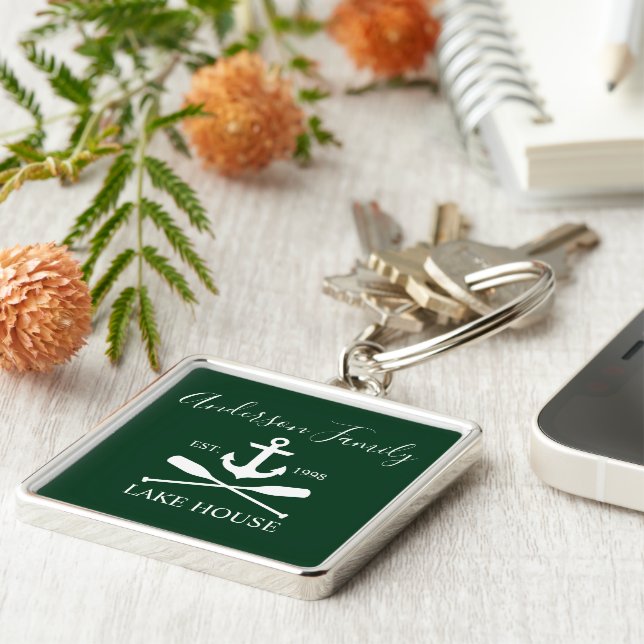 Llavero Nautical Lake House Anchor Oars Family Green (Lado)