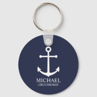 Nautical Navy Blue Anchor Personalizado Groomsmen