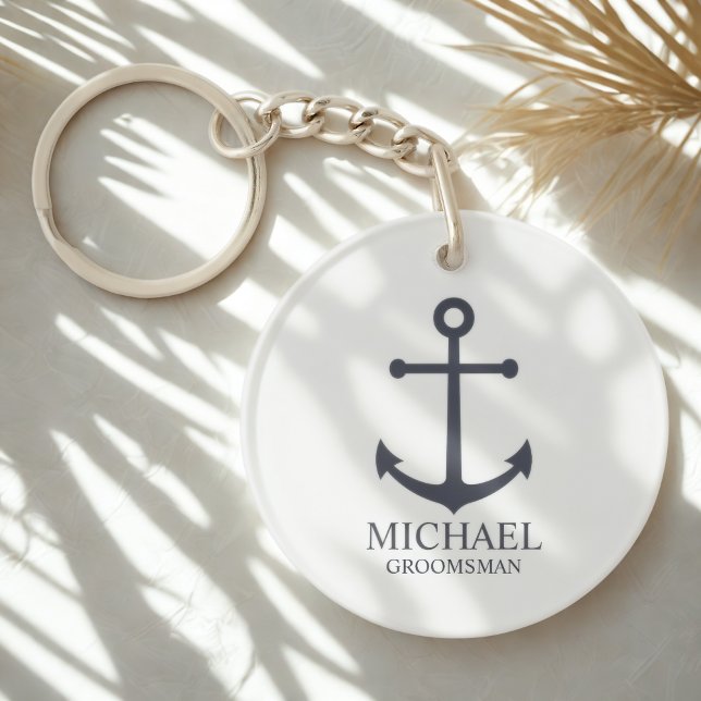 Llavero Nautical Navy Blue Anchor Personalizado Groomsmen (Subido por el creador)