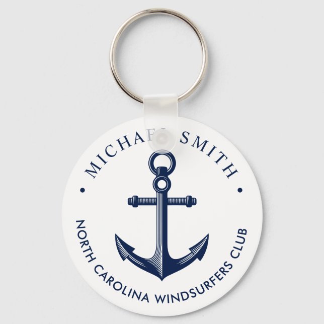 Llavero Nautical Theme Anchor Personalizado Navy (Anverso)