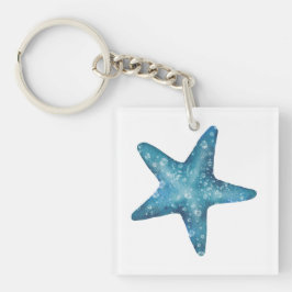 Llavero Nautical Watercolor Blue Starfish