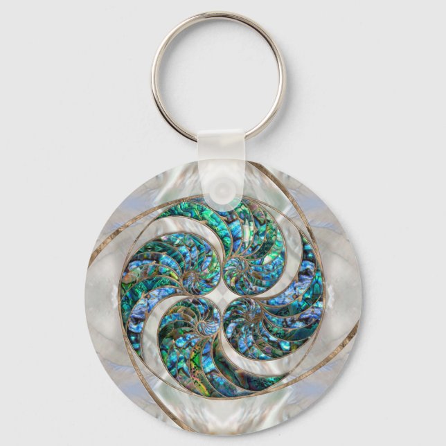 Llavero Nautilus Shell - Abalone y Pearl (Anverso)