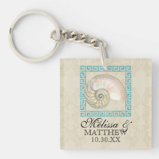 Llavero Nautilus Shell acuarela Griega Key Damask Beach