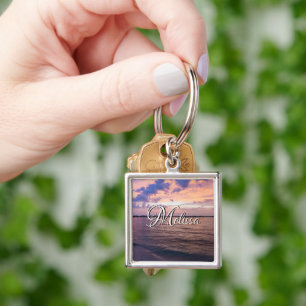 Llavero Navarre Beach Magic Hour Purple Sunset Keychain