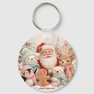 Llavero Navidad adorable con Santa, Pingüino, Oso, Reno