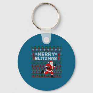 Llavero Navidad Alegre Blitzmas Santa Fútbol Sudadera Fea