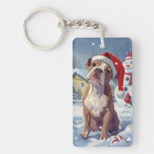 Llavero Navidad American Staffordshire Winter Wonderland