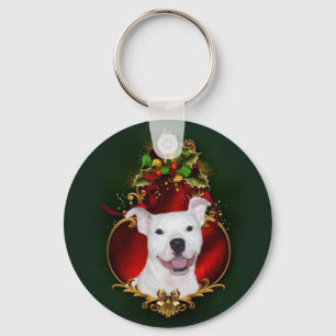 Llavero Navidad blanco del pitbull
