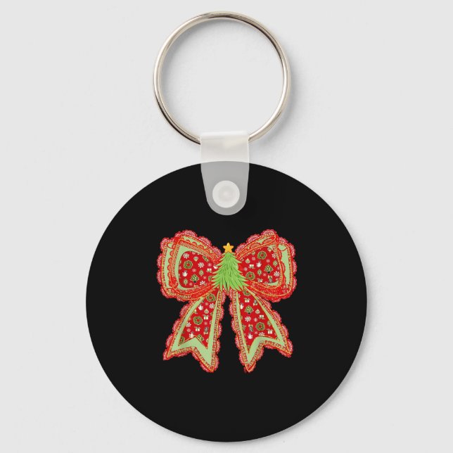 Llavero Navidad Brillante de cerezo de coqueta con arco (Anverso)