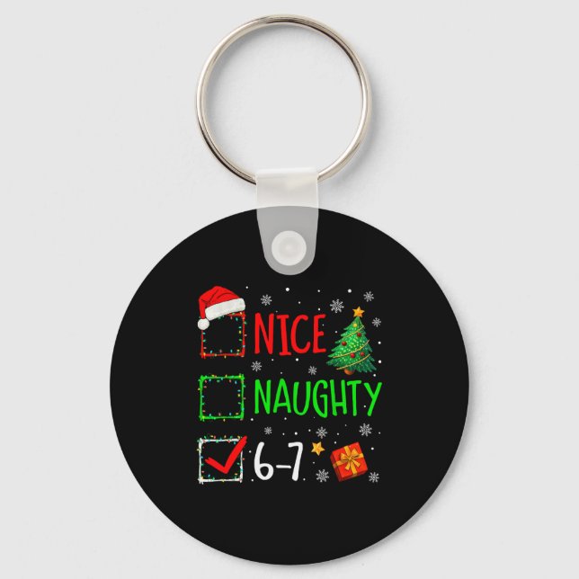 Llavero Navidad Bueno Malo 67 Brainrot Divertido 6-7 Meme  (Anverso)