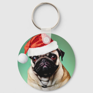 Llavero Navidad con perro Pug