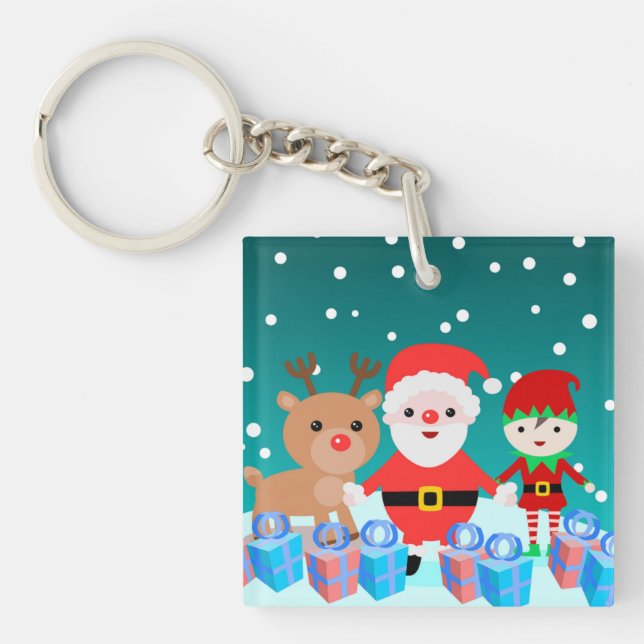 LLAVERO NAVIDAD CON SANTA Y SUS AMIGOS (Frente)