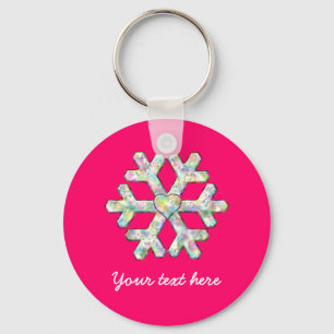 Llavero Navidad del rosa del copo de nieve de las rosas