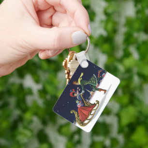 Llavero Navidad del vintage, pares en el patinaje de hielo