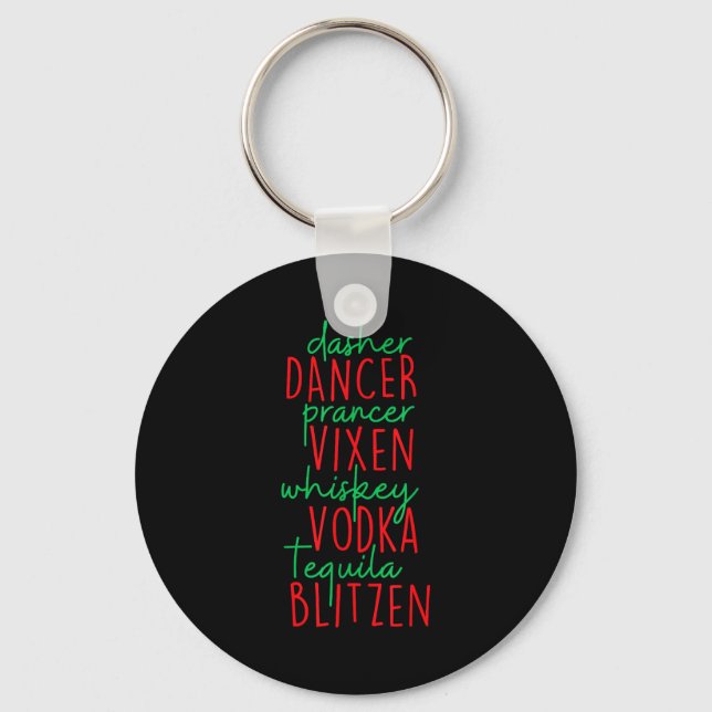 Llavero Navidad Divertida Dasher Bailarín Prancer Vixen Bi (Anverso)
