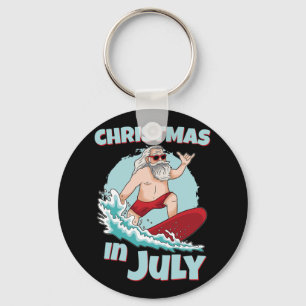 Llavero Navidad Divertida En Julio Verano Santa Surfeando