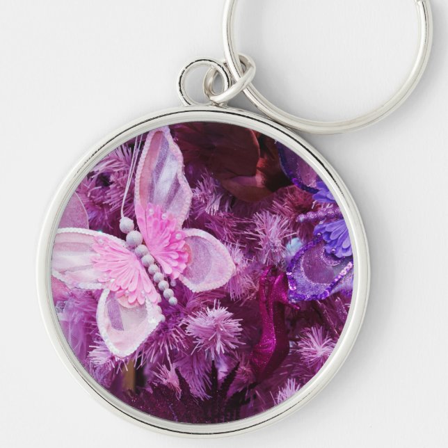 Llavero Navidad en rosa y púrpura (Frente)