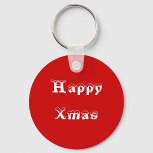 Llavero Navidad feliz. Rojo y blanco. Personalizado