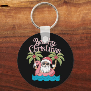 Llavero Navidad Playera Vacaciones Tropicales Santa Playa