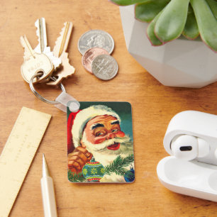 Llavero Navidad Vintage, Alegre Santa Claus Retro de los 5