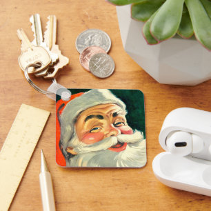Llavero Navidad Vintage, Alegre Santa Claus Retro de los 5