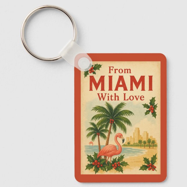 Llavero Navidad Vintage De Miami Con Amor  (Anverso)