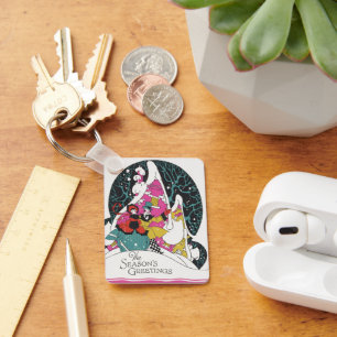 Llavero Navidad Vintage, Gente de Pueblo Victoriano Elegan