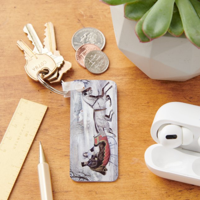 Llavero Navidad Vintage, Invierno Camino, Caballo Sleigh (Escritorio )