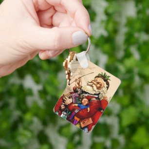Llavero Navidad Vintage, juguetes de pipa de Santa Claus v