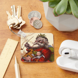 Llavero Navidad Vintage, juguetes de pipa de Santa Claus v