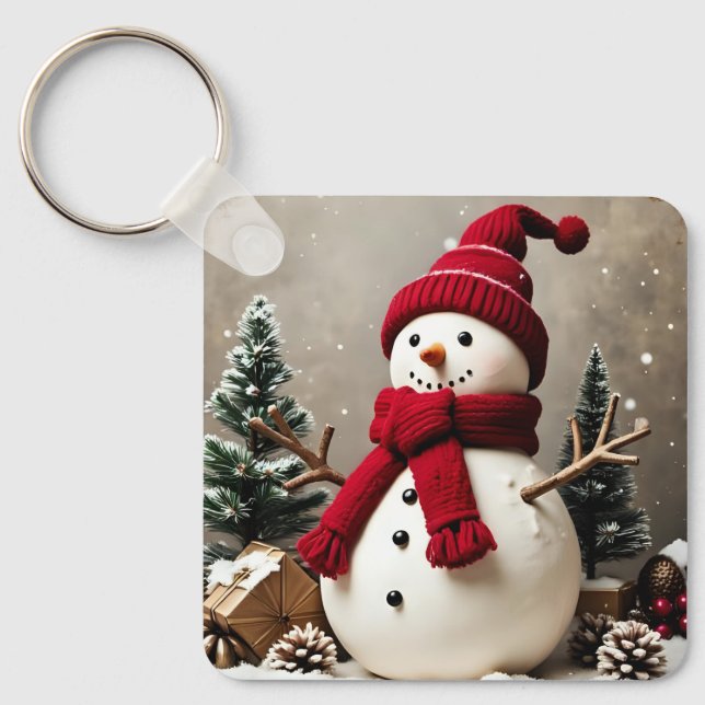 Llavero Navidad vintage - Keychain cuadrado de aluminio (Anverso)