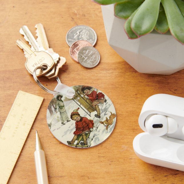 Llavero Navidad vintage, niños victorianos esparciendo per (Escritorio )