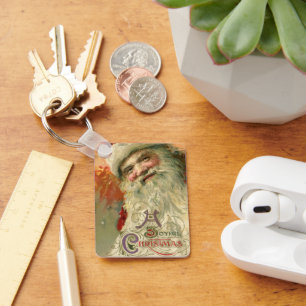 Llavero Navidad vintage, retrato de Santa Claus victoriano
