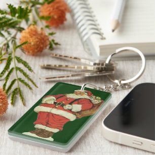 Llavero Navidad Vintage, Santa Claus Victoriano con Juguet