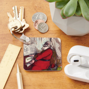 Llavero Navidad vintage, Thomas Nast Santa Claus Piano