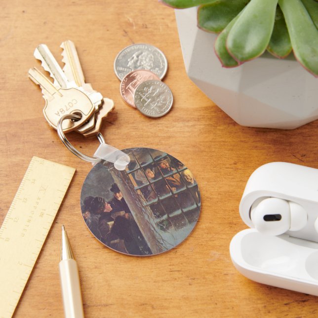 Llavero Navidad vintage, victorianos en un Fiesta (Escritorio )