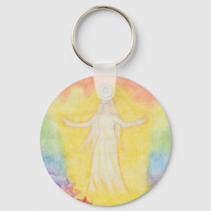 Llavero Navidades acuarela pintar ángel y arco iris
