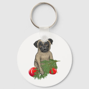 Llavero Navidades adorables pug pipa arte perro