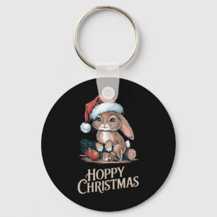 Llavero Navidades amamantados adoran a conejito Santa Hat