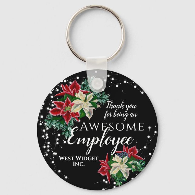 Llavero Navidades Apreciación de Empleados Floral Negro (Anverso)