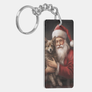 Llavero Navidades australianos de Kelpie con Santa Claus