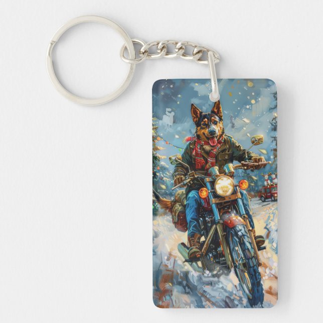 Llavero Navidades australianos de motocicletas Kelpie Dog  (Frente)