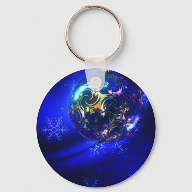 Llavero Navidades azules eléctricos diseño bauble, persona (Anverso)