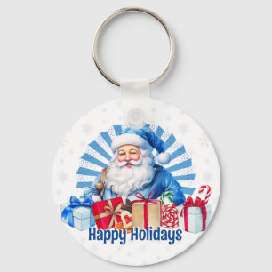 Llavero Navidades azules Santa Vintage Felices Fiestas