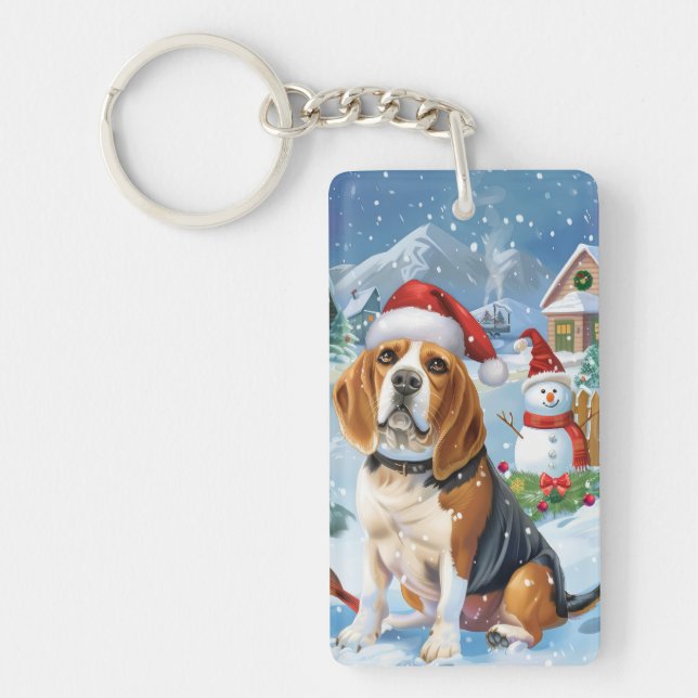 Llavero Navidades Beagle Dog Winter Wonderland Alegría (Frente)