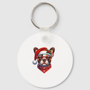 Llavero Navidades Bulldog francés Santa Hat Frenchie Ugly